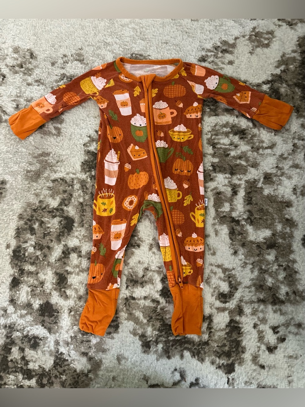 Little Sleepies Orange Fall Print Footed One-Piece